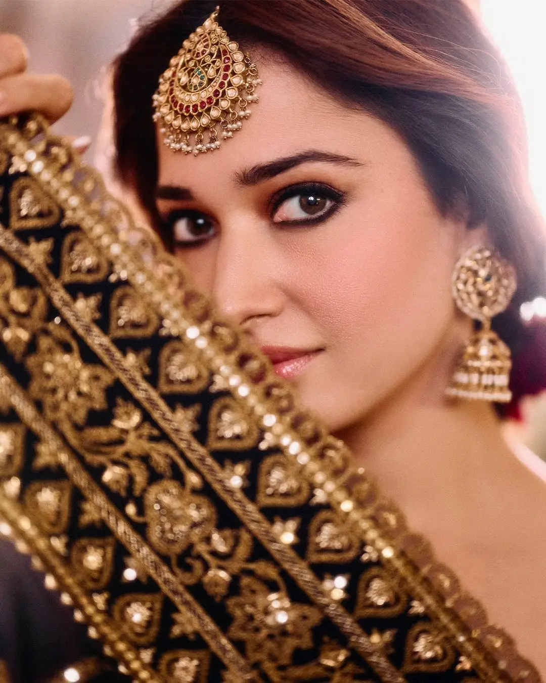 Tamanna Bhatia Stills in Beautiful Black Designer Lehenga Choli